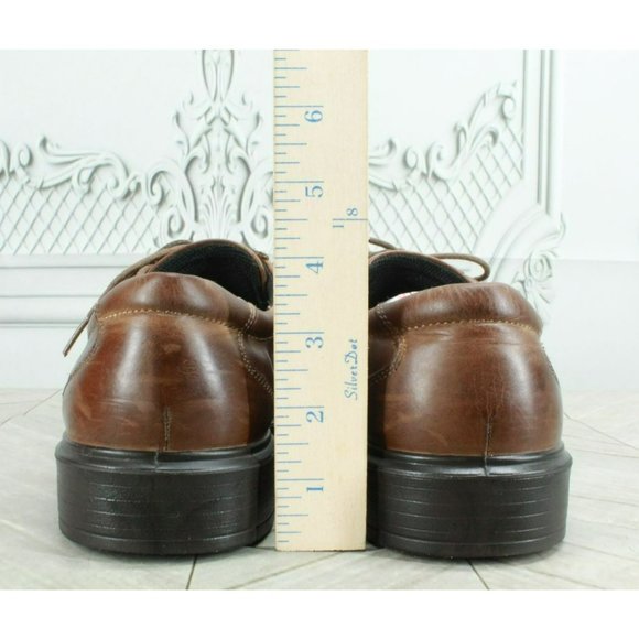 Ecco Brown Leather Lace Up Slip On Oxford Dress Shoes Size 42 US 9 - Picture 6 of 9